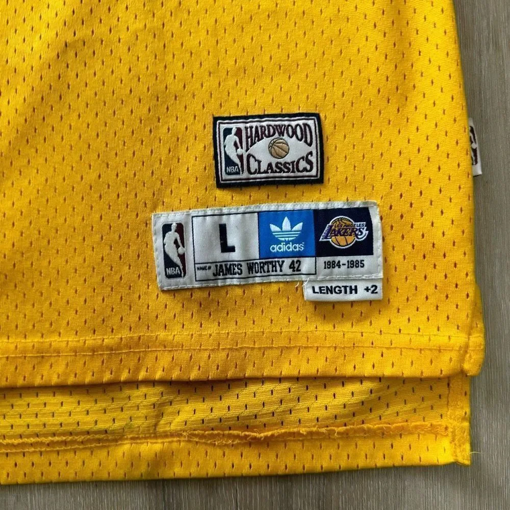 Adidas NBA Retired Jersey LA Lakers James WORTHY #42 Yellow USA Youth Large +2